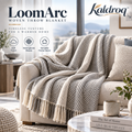 Kaldroq™ LoomArc 50 x 60 in Woven Herringbone Throw with Soft Fringe – Modern Decorative Blanket