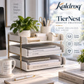Kaldroq™ TierNest Modular Desktop Organizer – 3-Level Letter Tray & Accessories Station