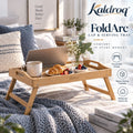 Kaldroq™ FoldArc 16 in Convertible Lap & Serving Tray – Folding-Leg Breakfast, Sofa & Laptop Tray