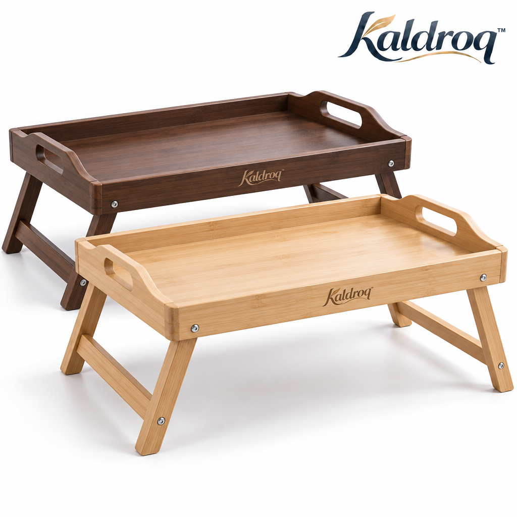 Kaldroq™ FoldArc 16 in Convertible Lap & Serving Tray – Folding-Leg Breakfast, Sofa & Laptop Tray